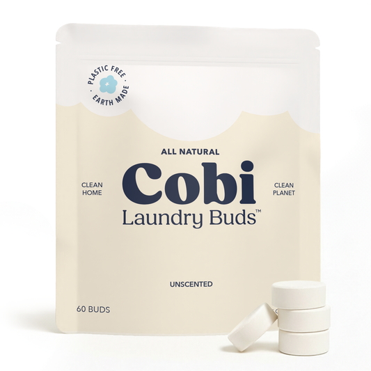 Cobi Laundry Buds packaging with unscented label on a white background